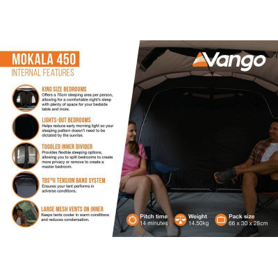 Намет чотиримісний Vango Mokala 450 Mineral Green (TETMOKALA000001) (930839)