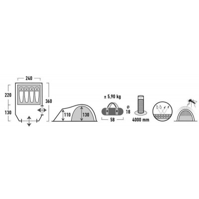 Намет чотиримісний High Peak Mesos 4 Dark Grey/Green (11525) 925399