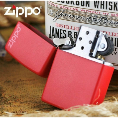Запальничка Zippo (Зіппо) RED MATTE w/ZIPPO LOGO 233ZL