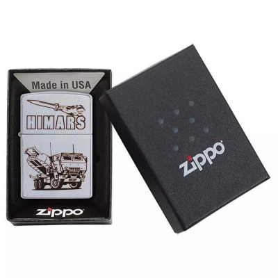 Запальничка бензинова Zippo Ukraine Satin Chrome гравіювання HIMARS (205 H)