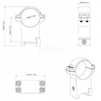 Кільця Vector Optics Сталеві 30 мм Weaver високі (XASR-S13)