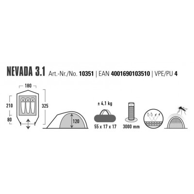 Намет тримісний High Peak Nevada 3.1 Deep Forest (10351) (930590)