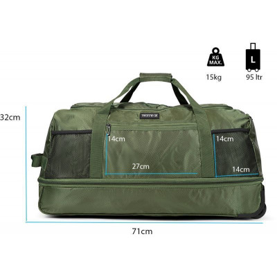 Сумка дорожня на колесах TravelZ Wheelbag Doubleloader foldable green 80(95)L  (603097) (931070)