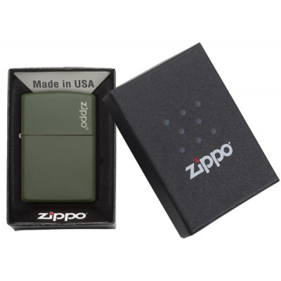 Запальничка Zippo (Зіппо) GREEN MATTE w/ZIPPO LOGO 221ZL