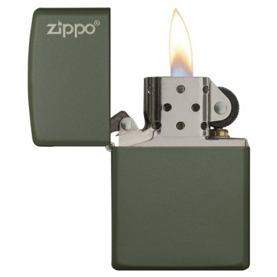 Запальничка Zippo (Зіппо) GREEN MATTE w/ZIPPO LOGO 221ZL