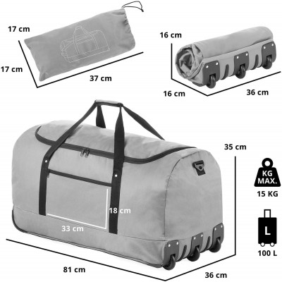 Сумка дорожня на колесах TravelZ Wheelbag 100 Liter Grey (603092) (927292)