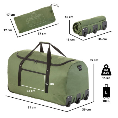 Сумка дорожня на колесах TravelZ Wheelbag 100 Liter Green (603095) (930793)