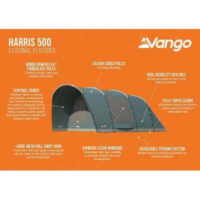 Намет п'ятимісний Vango Harris 500 Mineral Green (TETHARRIS000002) (930840)