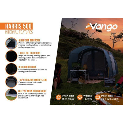 Намет п'ятимісний Vango Harris 500 Mineral Green (TETHARRIS000002) (930840)