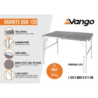 Стіл кемпінговий Vango Granite Duo 120 Table Excalibur (TBNGRANITE27086) (925345)