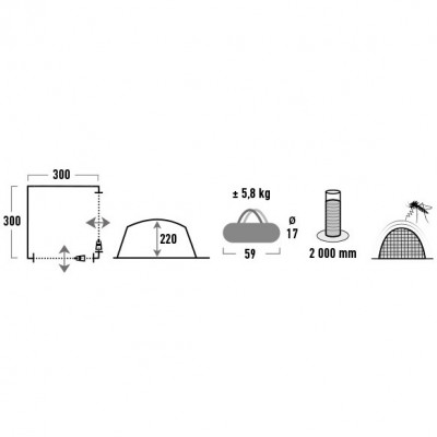 Шатро High Peak Pavillon Light Grey/Dark Grey/Lime (14047) 928986