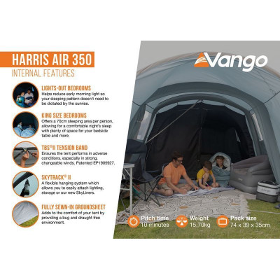 Намет тримісний Vango Harris Air 350 Mineral Green  (TETHARRAI000001) (930838)