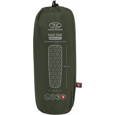 Килимок надувний Highlander Nap-Pak Inflatable Sleeping Mat PrimaLoft 5 cm Olive (AIR072-OG) (930481)