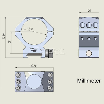 Кільця X-Accu 34 мм Low Vector Optics (SCTM-52)