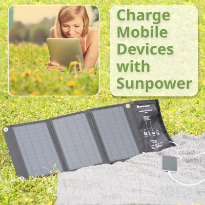 Портативний зарядний пристрій сонячна панель Bresser Mobile Solar Charger 21 Watt USB DC (3810030) (930148)