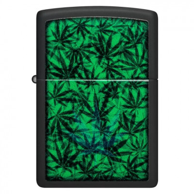 Запальничка бензинова "ZIPPO" Cannabis Design Black Light світиться в ультрафіолеті (48736)