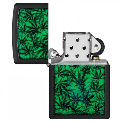 Запальничка бензинова "ZIPPO" Cannabis Design Black Light світиться в ультрафіолеті (48736)