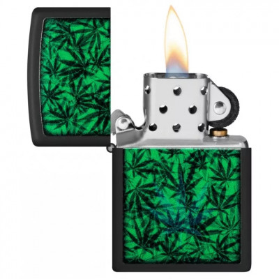 Запальничка бензинова "ZIPPO" Cannabis Design Black Light світиться в ультрафіолеті (48736)
