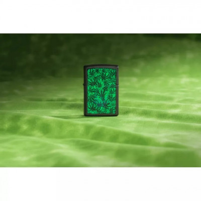 Запальничка бензинова "ZIPPO" Cannabis Design Black Light світиться в ультрафіолеті (48736)