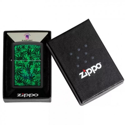 Запальничка бензинова "ZIPPO" Cannabis Design Black Light світиться в ультрафіолеті (48736)