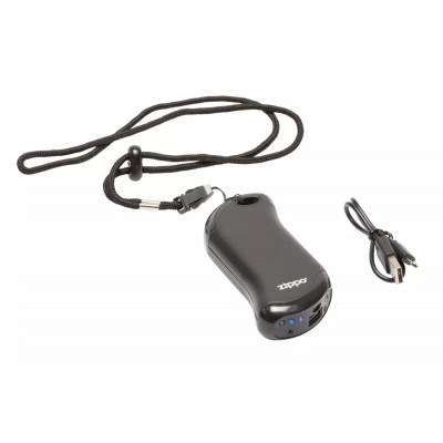 Грілка для рук USB до 9 годин+ Power Bank 5200 mAh ZIPPO Heatbank, індикатор заряду та нагріву,  чорна, картонна упаковка (2007340)