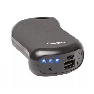 Грілка для рук USB до 9 годин+ Power Bank 5200 mAh ZIPPO Heatbank, індикатор заряду та нагріву,  чорна, картонна упаковка (2007340)