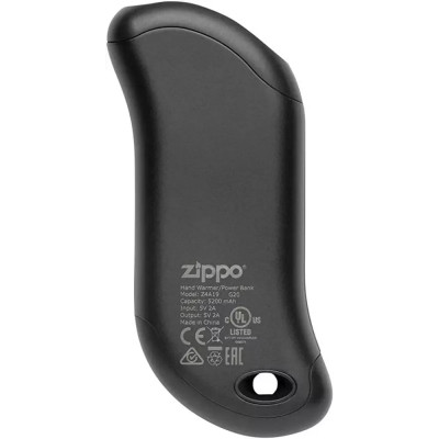 Грілка для рук USB до 9 годин+ Power Bank 5200 mAh ZIPPO Heatbank, індикатор заряду та нагріву,  чорна, картонна упаковка (2007340)
