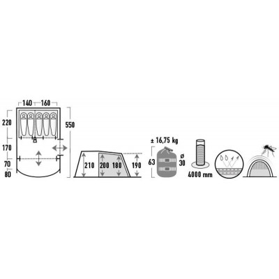 Намет п'ятимісний High Peak Garda 5.0 Light Grey/Dark Grey/Green (11823) 928662 Намет п'ятимісний High Peak Garda 5.0 Light Grey/Dark Grey/Green (11823) 928662