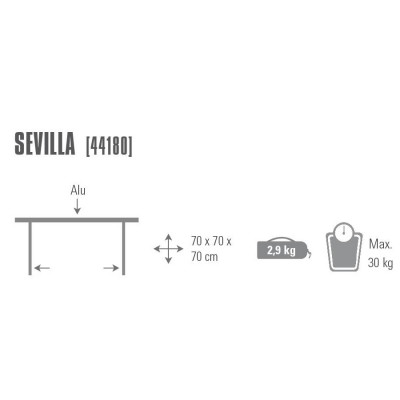 Стіл розкладний High Peak Sevilla Silver (44180) (928990)