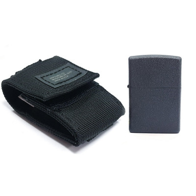 Запальничка Zippo із тактичним чохлом Blk Crackle Tactical Pouch Black 49402