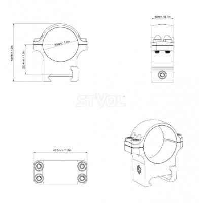 Кільця Vector Optics Сталеві 30 мм Weaver низький профіль (XASR-S11)