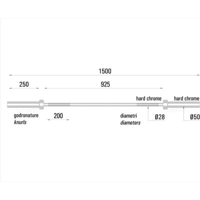 Гриф для штанги Toorx Max 320 Kg Power Training 150 см 50 мм (BO-150) 932177