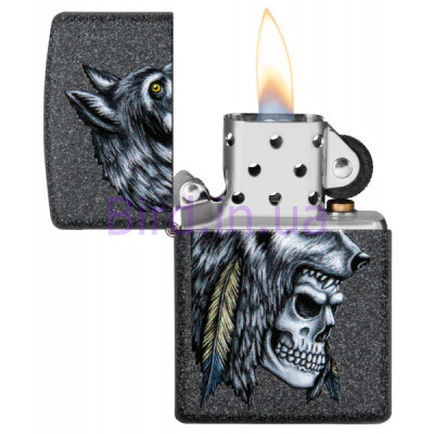 Запальничка Zippo (Зіппо) Wolf Skull Feather Design 29863