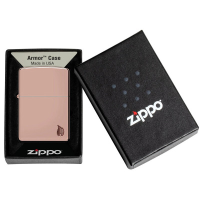 Запальничка Zippo (Зіппо) Armor® High Polish Rose Gold Flame Design 46401