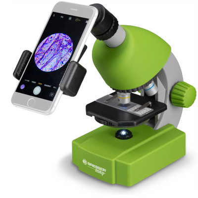 Мікроскоп Bresser Junior 40x-640x Green з набором для дослідів і адаптером для смартфона (8851300B4K000) (923040)