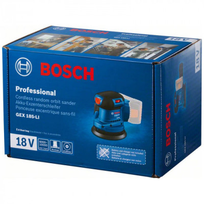 Акумуляторна ексцентрикова шліфмашина Bosch GEX 185-LI Professional без акб і зп