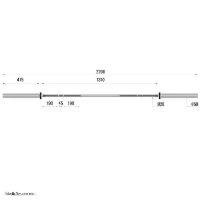Гриф для штанги Toorx Max 1000 Kg Cross Competition 220 см 50 мм (BO-1000) 932175