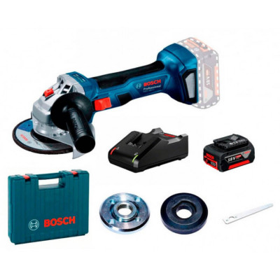 Акумуляторна кутова шліфмашина Bosch Professional GWS 180-LI у валізі з 1 акб GBA 18V 4.0Ah і з/п GAL 18V-40