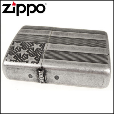 Запальничка Zippo (Зіппо) Armor® U.S.Flag Antq Silver 28974
