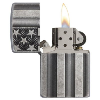 Запальничка Zippo (Зіппо) Armor® U.S.Flag Antq Silver 28974