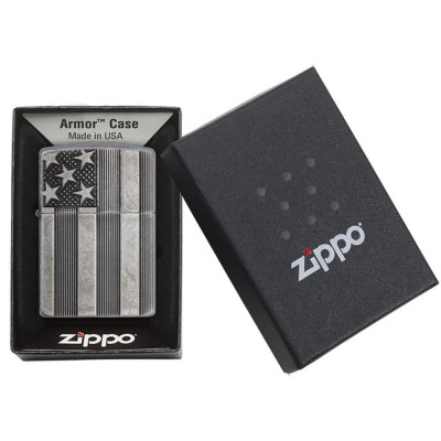 Запальничка Zippo (Зіппо) Armor® U.S.Flag Antq Silver 28974