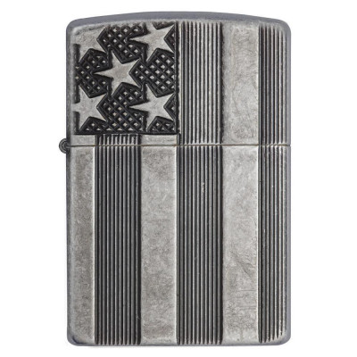 Запальничка Zippo (Зіппо) Armor® U.S.Flag Antq Silver 28974