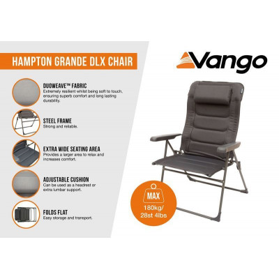 Стілець кемпінговий Vango Hampton Grande DLX Chair Excalibur (CHRHAMPTOE27A3T) (930851)