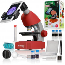 Мікроскоп Bresser Junior 40x-640x Red з набором для дослідів та адаптером для смартфона (8851300E8G000) (923031)