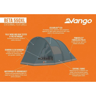Намет п'ятимісний Vango Beta 550XL Mineral Green (TEUBETA00000002) (930842)