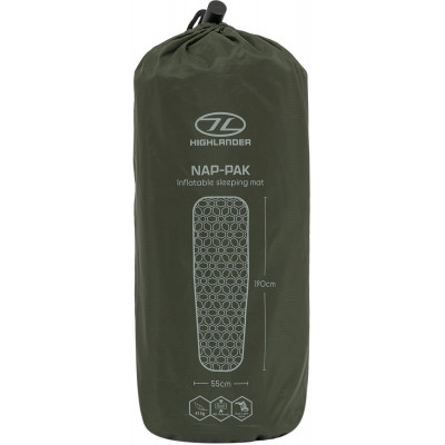 Килимок надувний Highlander Nap-Pak Inflatable Sleeping Mat 5 cm Olive (AIR071) (929796)