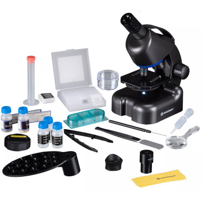 Мікроскоп Bresser Junior CM-04 100x-900x Black з набором для дослідів і адаптером для смартфона (14951) (931504)