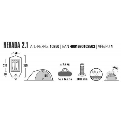 Намет двомісний High Peak Nevada 2.1 Deep Forest (10350) 930589