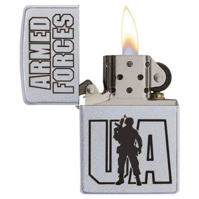 Запальничка бензинова Zippo Ukraine Satin Chrome гравіювання Збройні сили України (205 AFU)