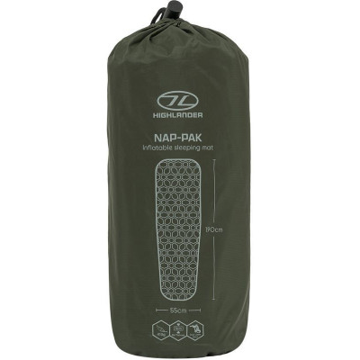 Килимок надувний Highlander Nap-Pak Inflatable Sleeping Mat 5 cm Olive (AIR071) (929796)